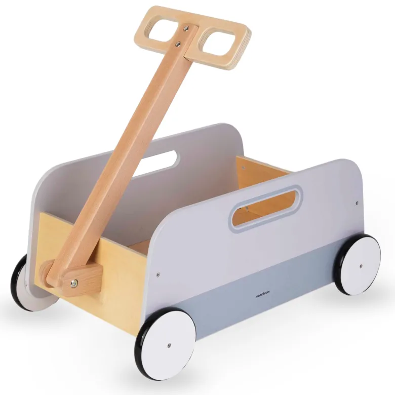 Chariot à jouets en bois mamabrum avec remorque à tirer pour enfant