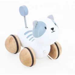 Chaton à traîner gribouille en bois