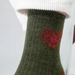 Chaussettes coeur vert foncé