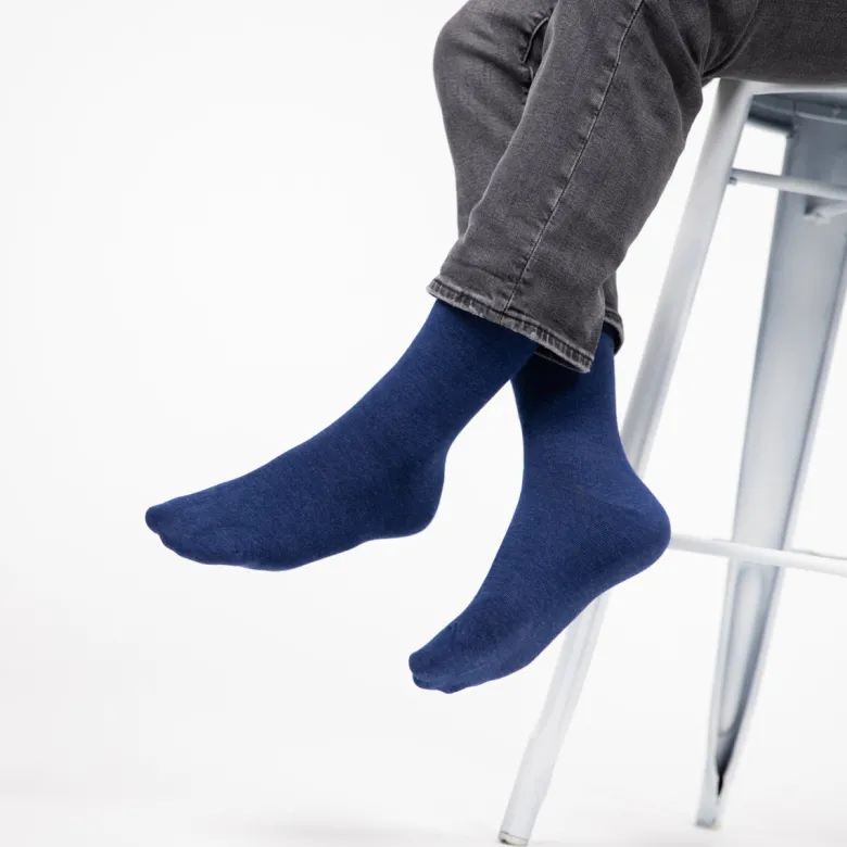 Chaussettes en bambou marine chiné