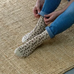 Chaussettes léopard beige et doré