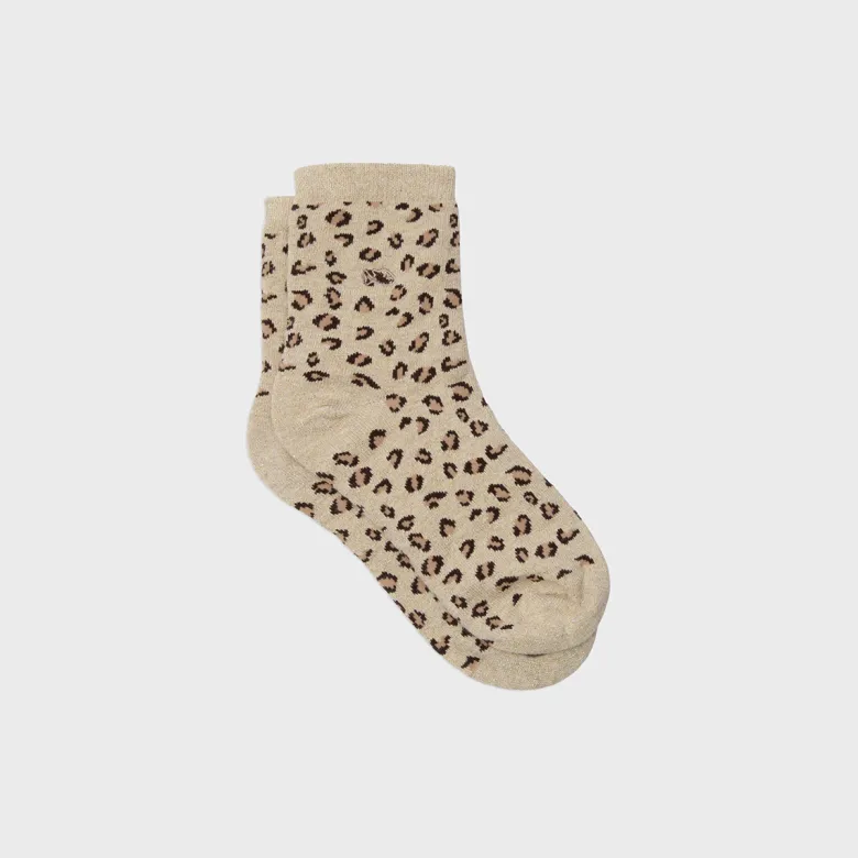 Chaussettes léopard beige et doré