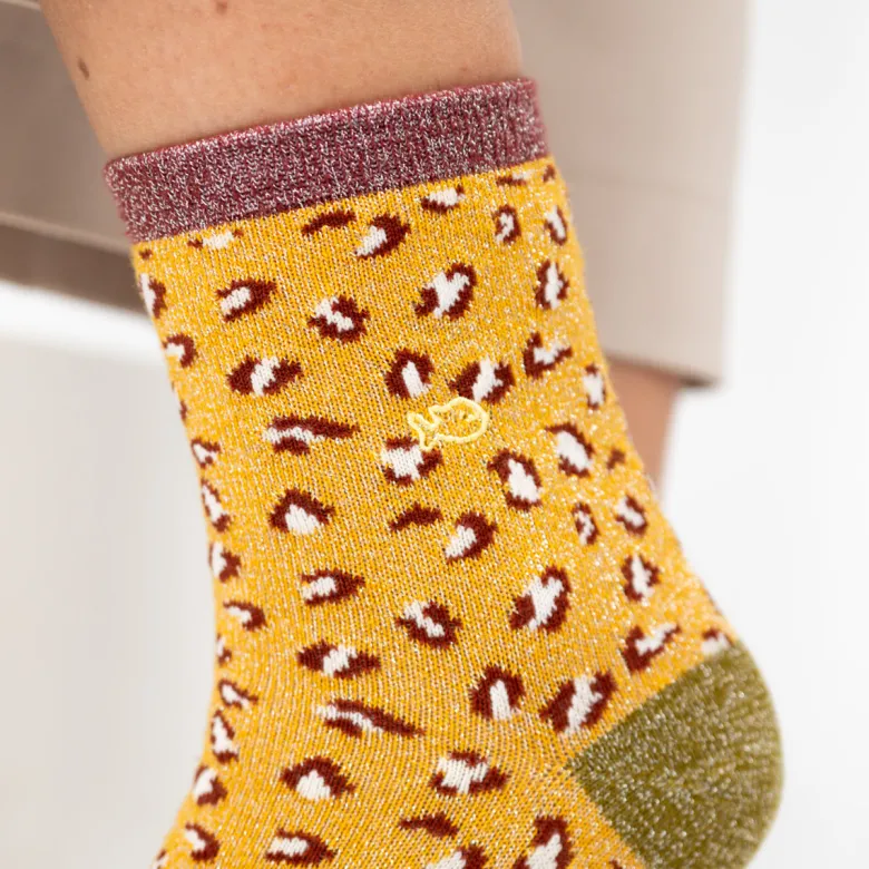 Chaussettes léopard jaune