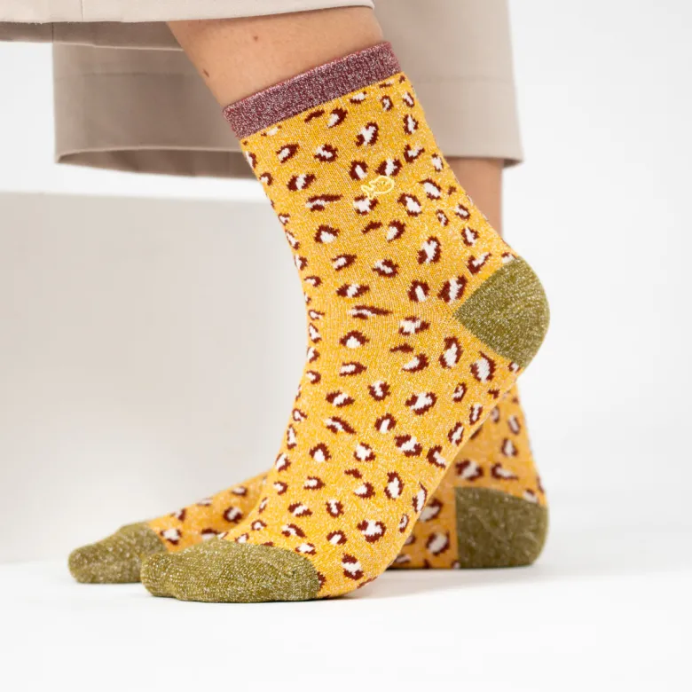 Chaussettes léopard jaune
