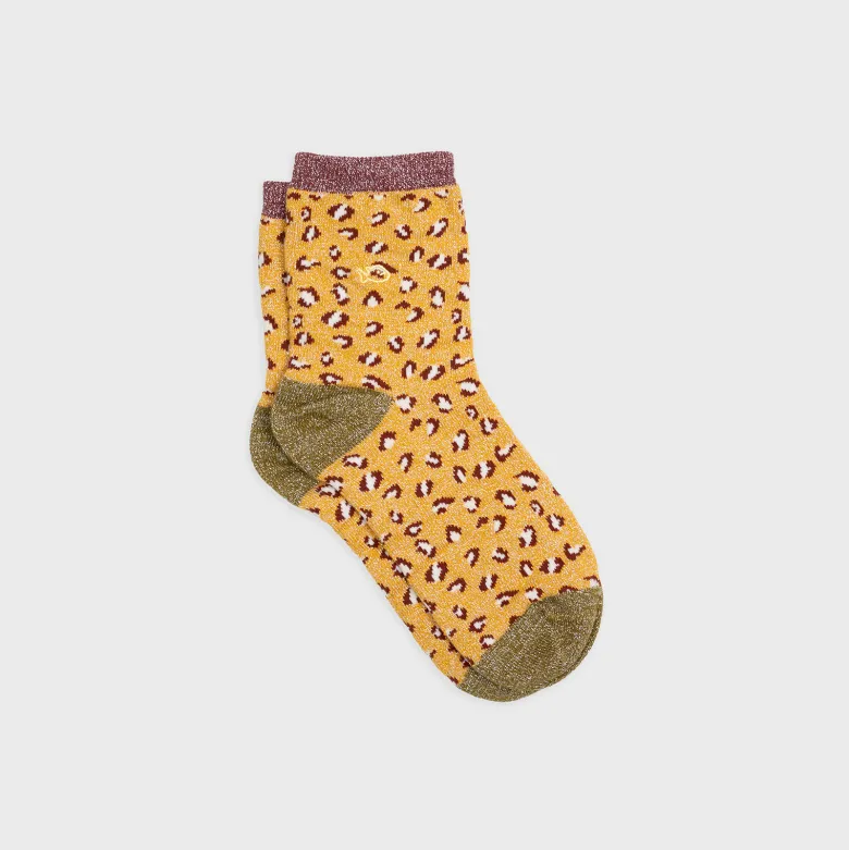 Chaussettes léopard jaune