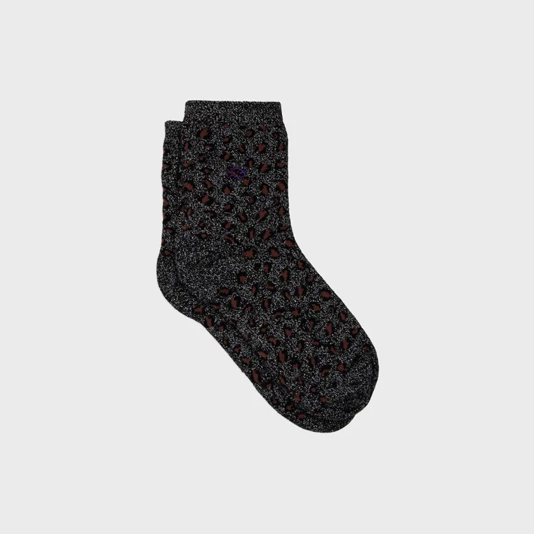 Chaussettes léopard noir et argent
