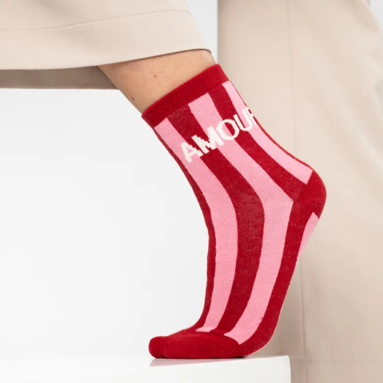 Chaussettes rayées femme amour