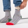 Chaussettes rayures larges beige et bleu