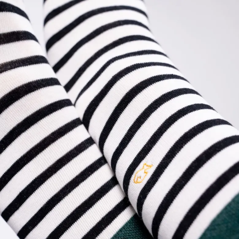 Chaussettes rayures larges blanc et noir