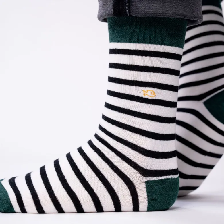 Chaussettes rayures larges blanc et noir