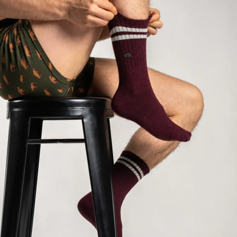 Chaussettes retro bordeaux