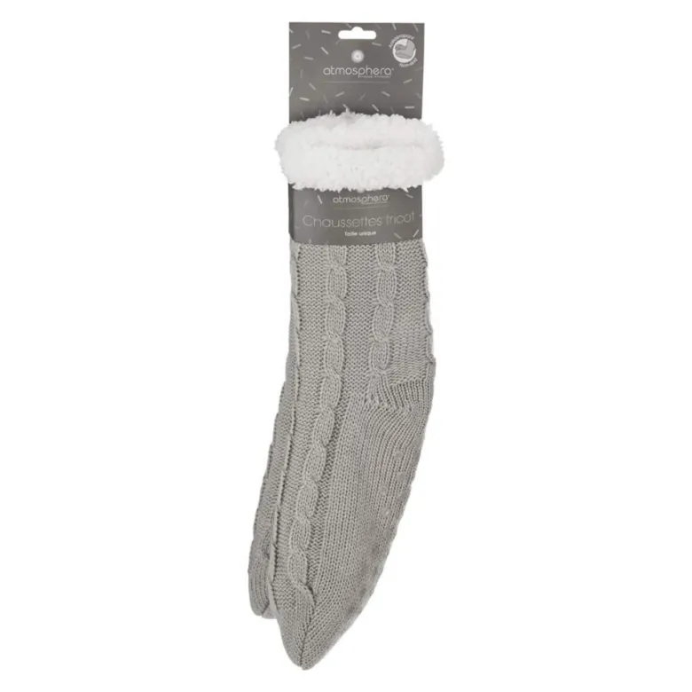 Chaussettes tricot taille unique gris