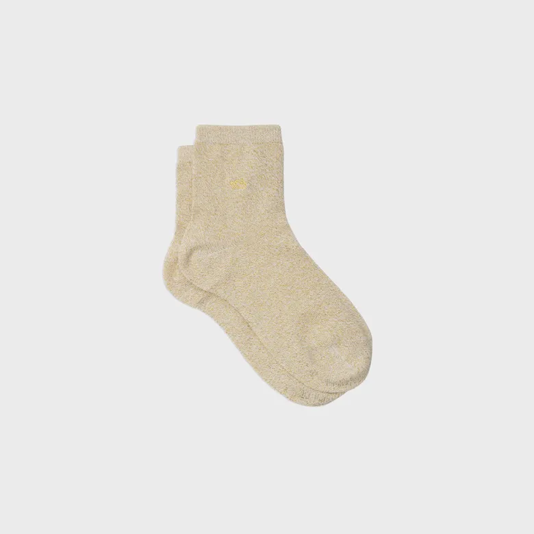 Chaussettes unies pailletées beige
