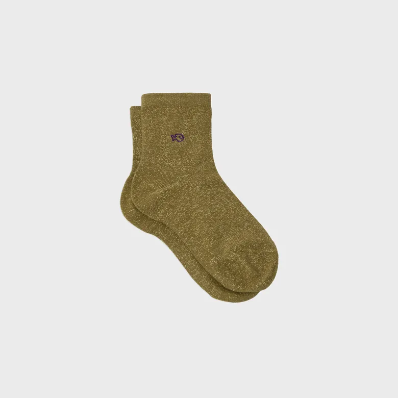 Chaussettes unies pailletées kaki