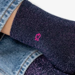 Chaussettes unies pailletées marine