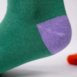 Chaussettes unies vert (violet-orange)