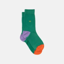 Chaussettes unies vert (violet-orange)