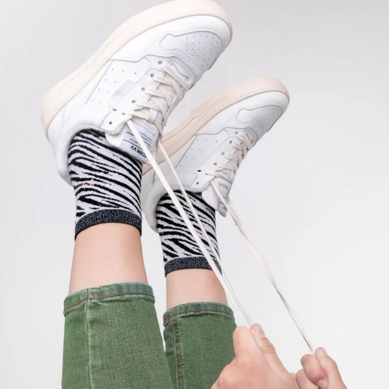 Chaussettes zèbre noir et blanc