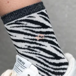 Chaussettes zèbre noir et blanc
