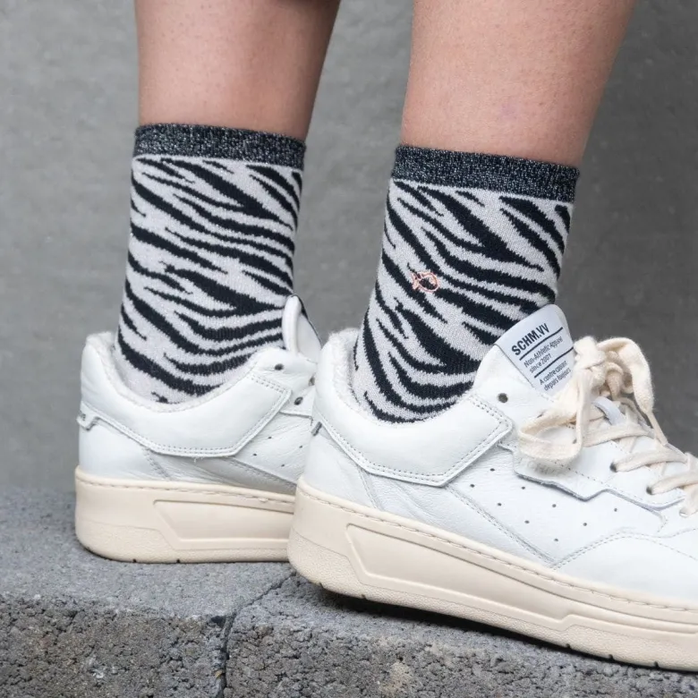 Chaussettes zèbre noir et blanc