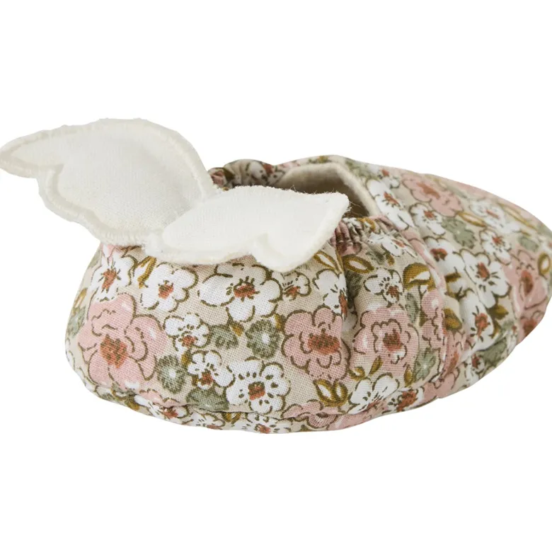 Chaussons avec ailes d'ange imprimé liberty (0-6 mois)