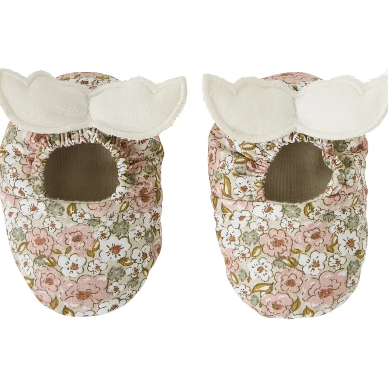 Chaussons avec ailes d'ange imprimé liberty (0-6 mois)