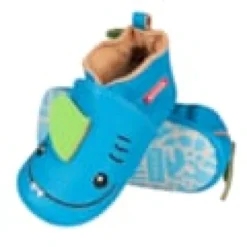 Chaussons bébé cuir souple - bleu 16