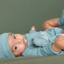 Chaussons bébé en coton bio melange stonegreen (0-3 mois)