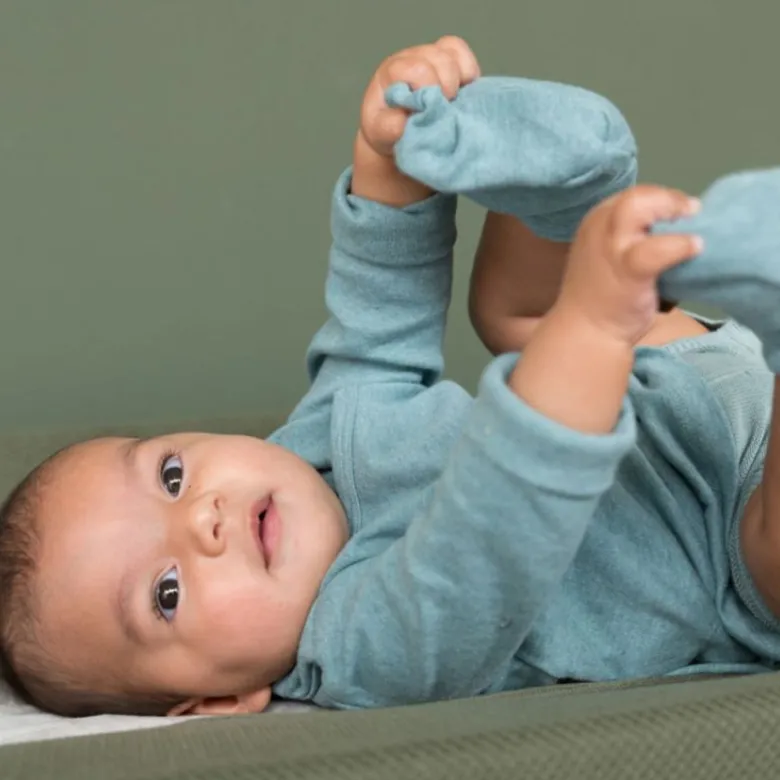 Chaussons bébé en coton bio melange stonegreen (0-3 mois)