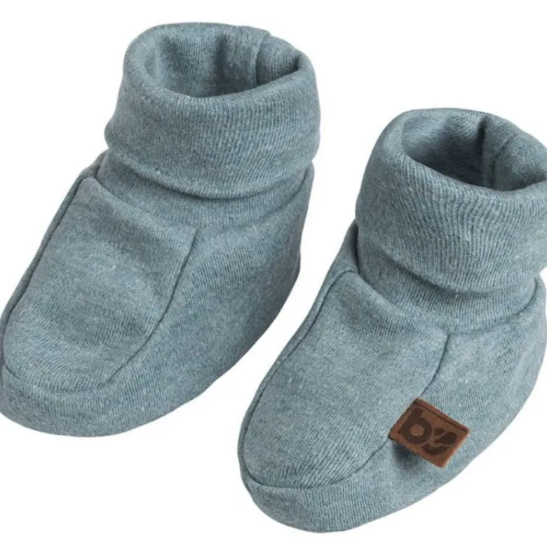 Chaussons bébé en coton bio melange stonegreen (0-3 mois)
