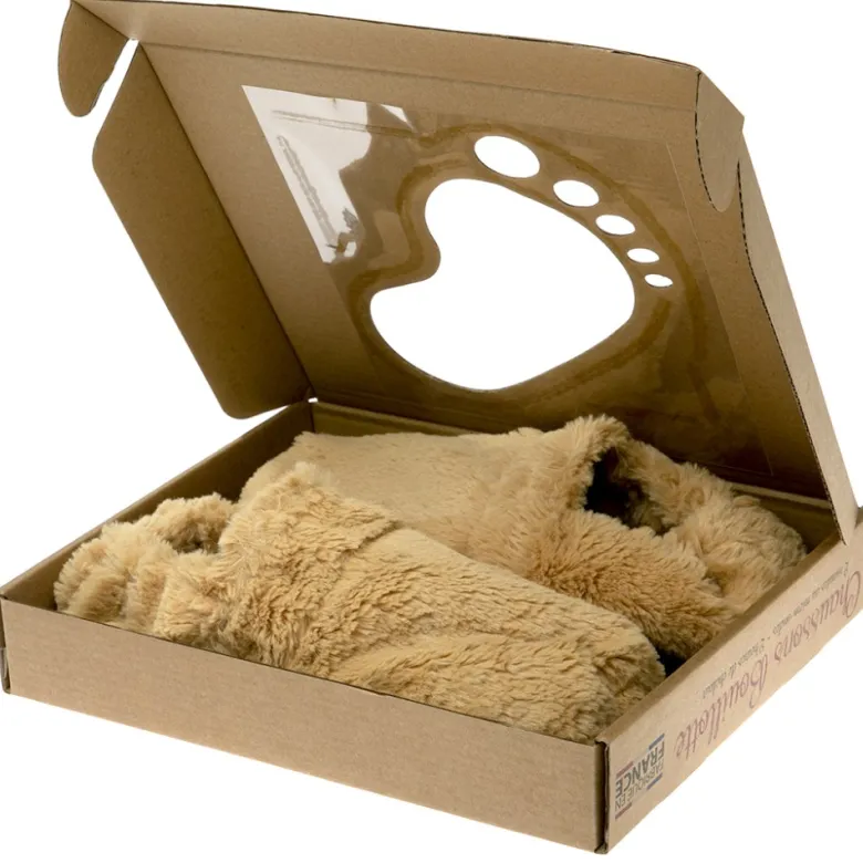 Chaussons chauffants caramel