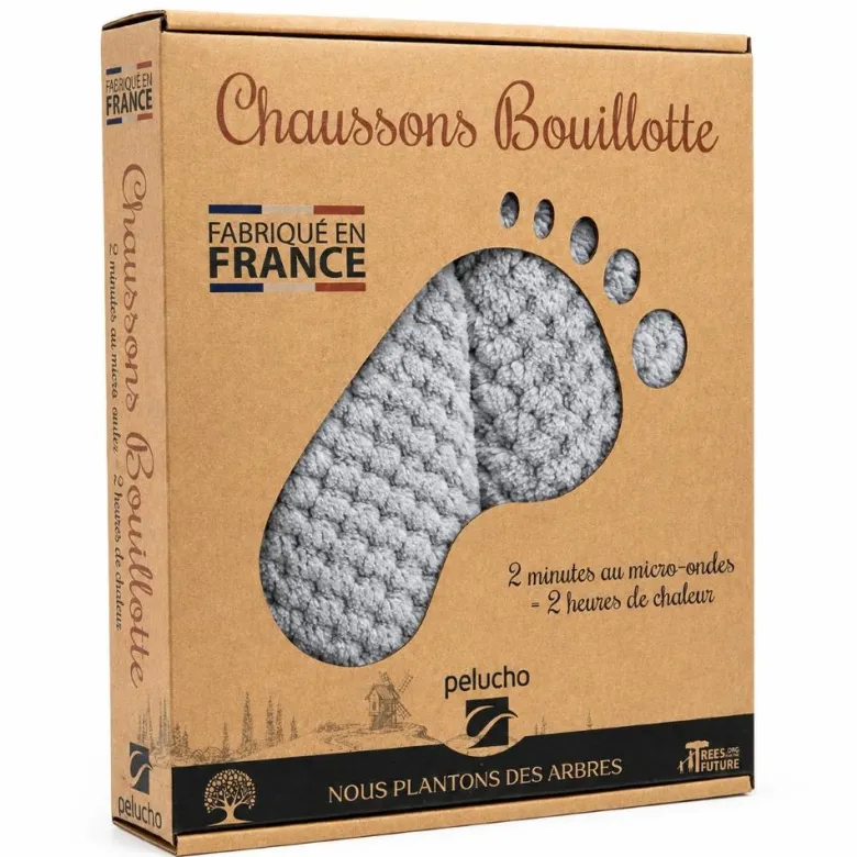 Chaussons chauffants gris paillettes