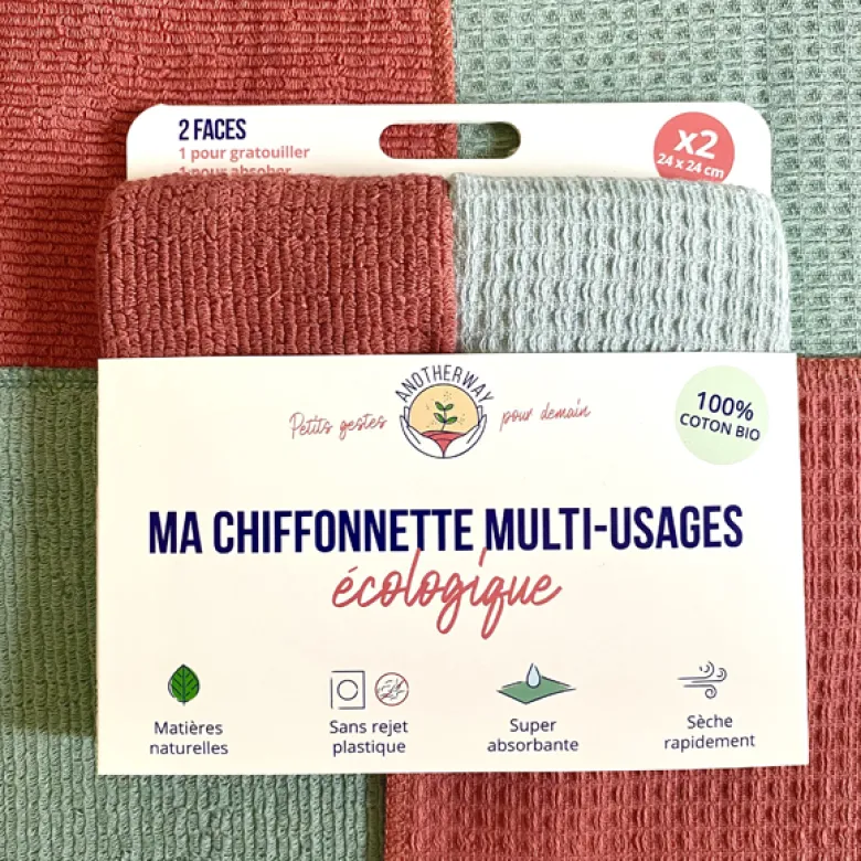 2 chiffonnettes multi-usages coton bio