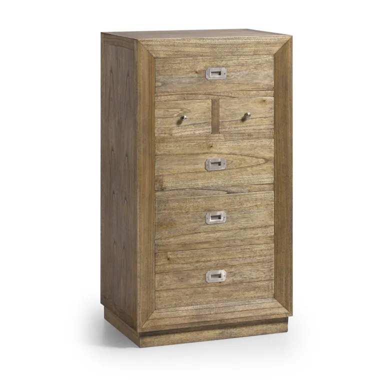 Chiffonnier 6 tiroirs bronze bois marron