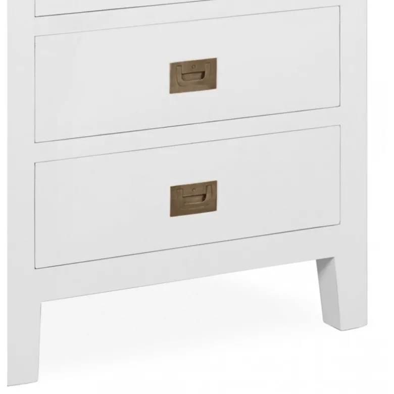 Chiffonnier 6 tiroirs bronze bois blanc
