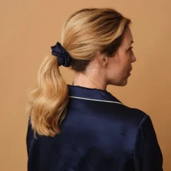Chouchou 100% pure soie - le moyen- bleu nuit