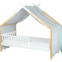 Ciel de lit cabane gaze coton gris