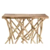 Clara - console plateau rectangulaire bois de teck - pieds bois flotté