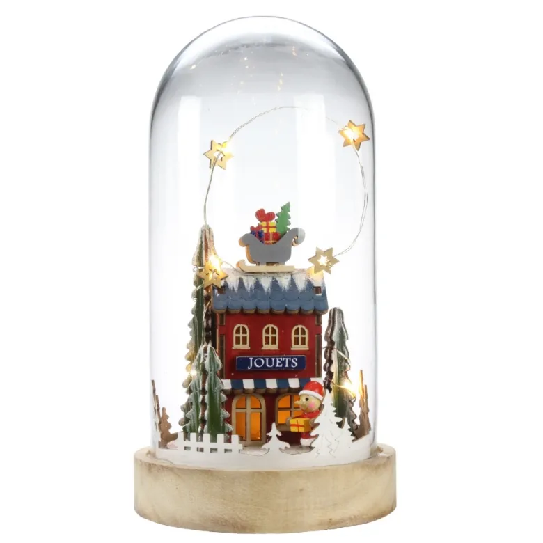 Cloche en verre led blanc chaud, 10 micro-led, déco de noël à poser