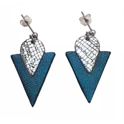 Clous d'oreilles triangle bleu pétrole