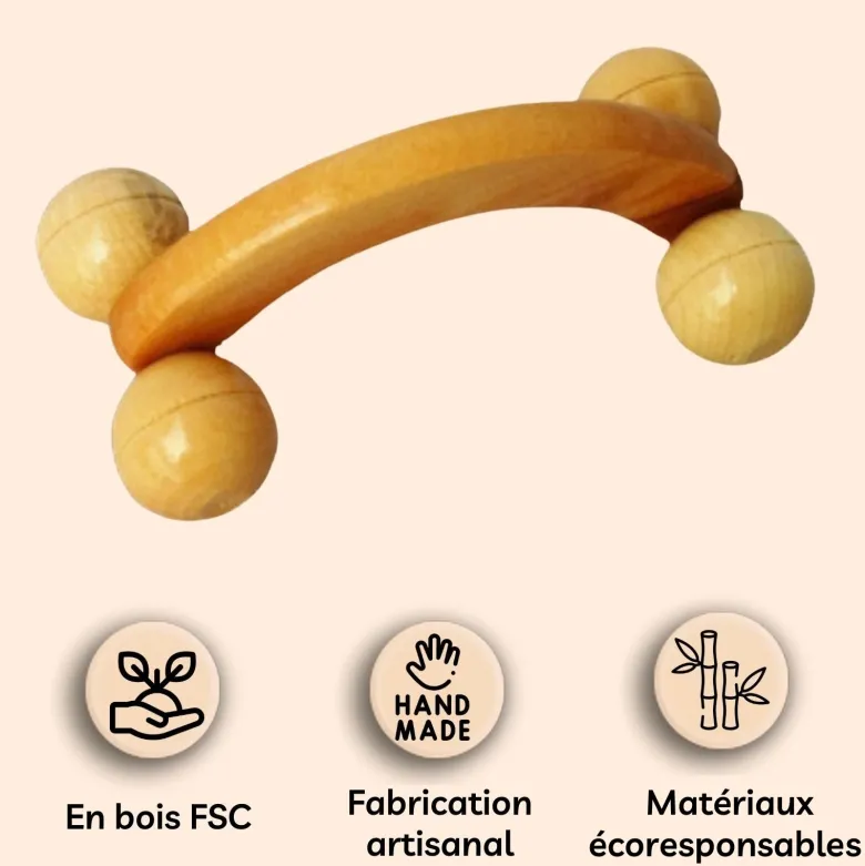 Coffret 4 accessoires de massage en bois