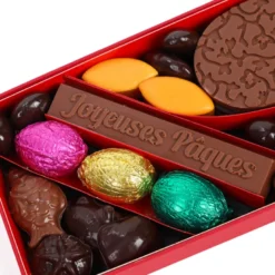 Coffret assortiment de chocolats fritures œufs sardines Joyeuses Pâques