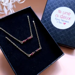 Coffret bijou grenat – collier et bracelet mini rêve en pierres naturelles