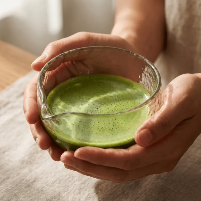 Coffret bol à matcha transparent & support à fouet tsuki - idée cadeau