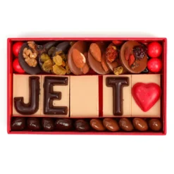 Coffret cadeau assortiment de chocolats noir praliné & gianduja Je t'aime 175g