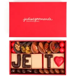 Coffret cadeau assortiment de chocolats noir praliné & gianduja Je t'aime 175g