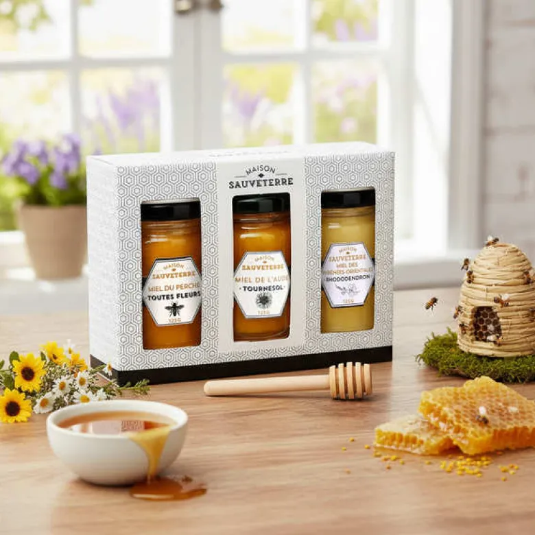 Coffret cadeau 3 miels de france