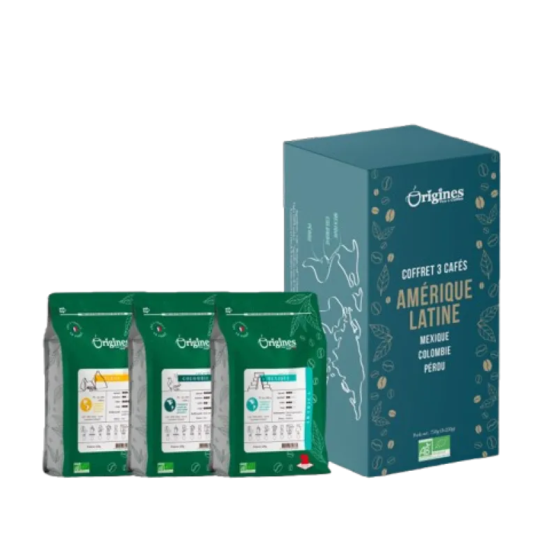 Coffret café en grains bio amérique latine - coffret 750g (3x250g)