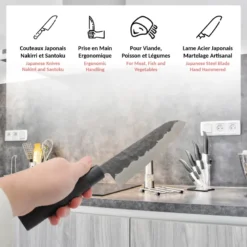 Coffret couteaux de cuisine haut de gamme lames acier japonais