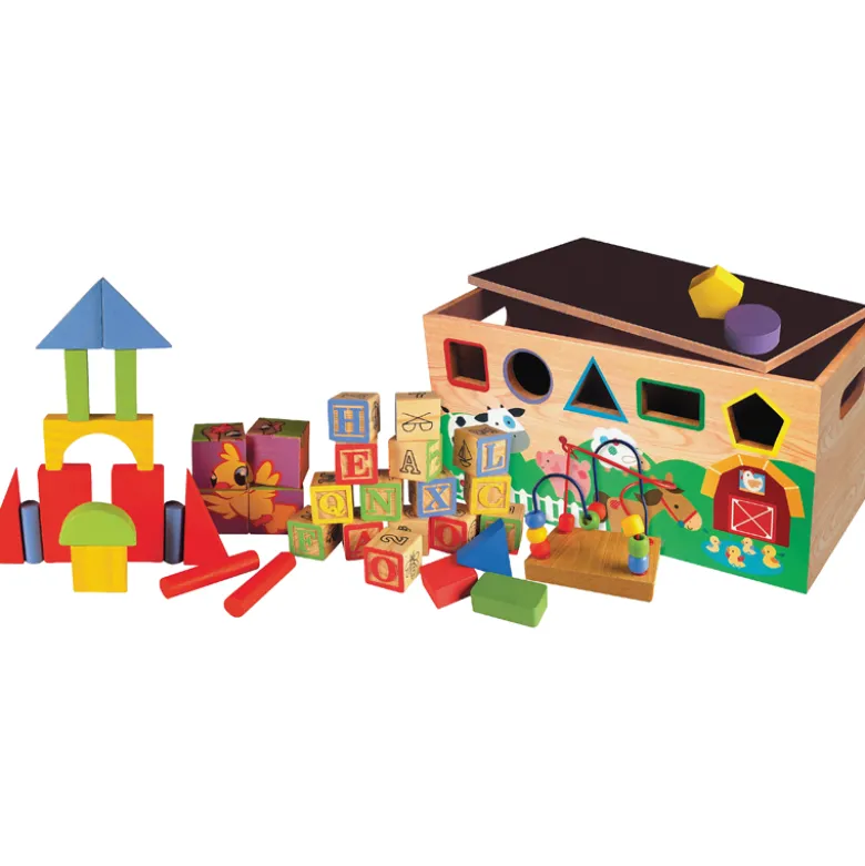 Coffret de rangement 7 en 1 jouets en bois
